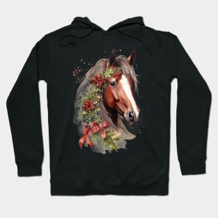 Christmas Watercolor Horse Equestrian Christmas Hoodie